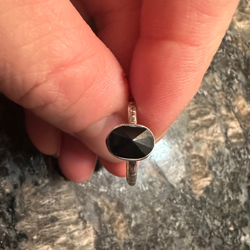 Black onyx sterling silver ring